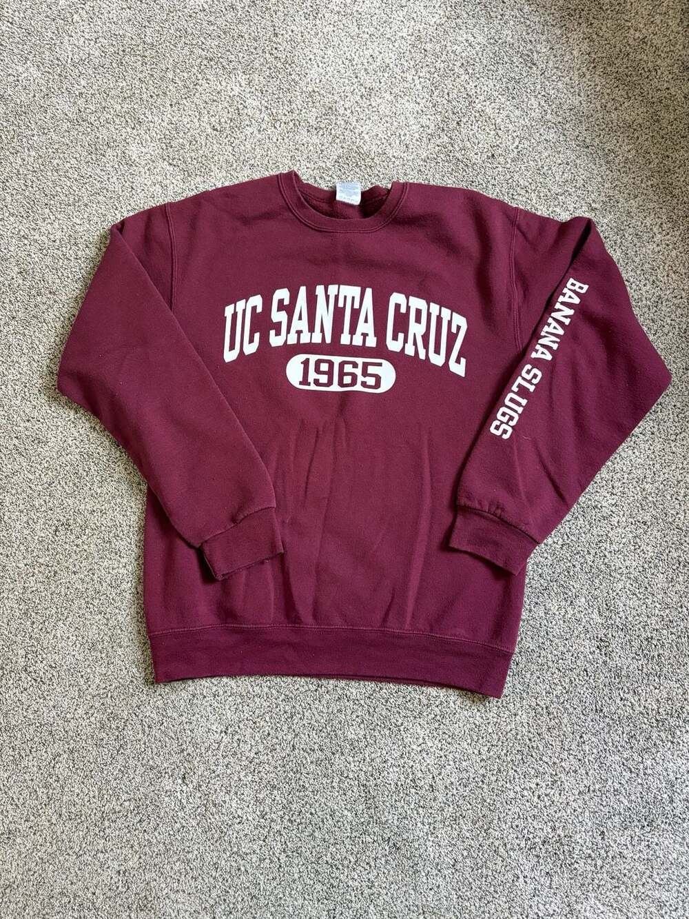 UC Santa Cruz Banana Slugs Maroon Crewneck Sweatshirt 1965